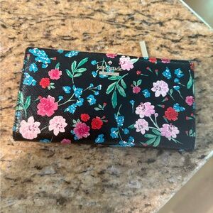 Kate Spade Black and Red Floral Wallet